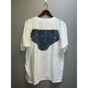Vintage Surfing Shirt Surf Sideout Sport Beach Art Graphic White Tee 90s XL